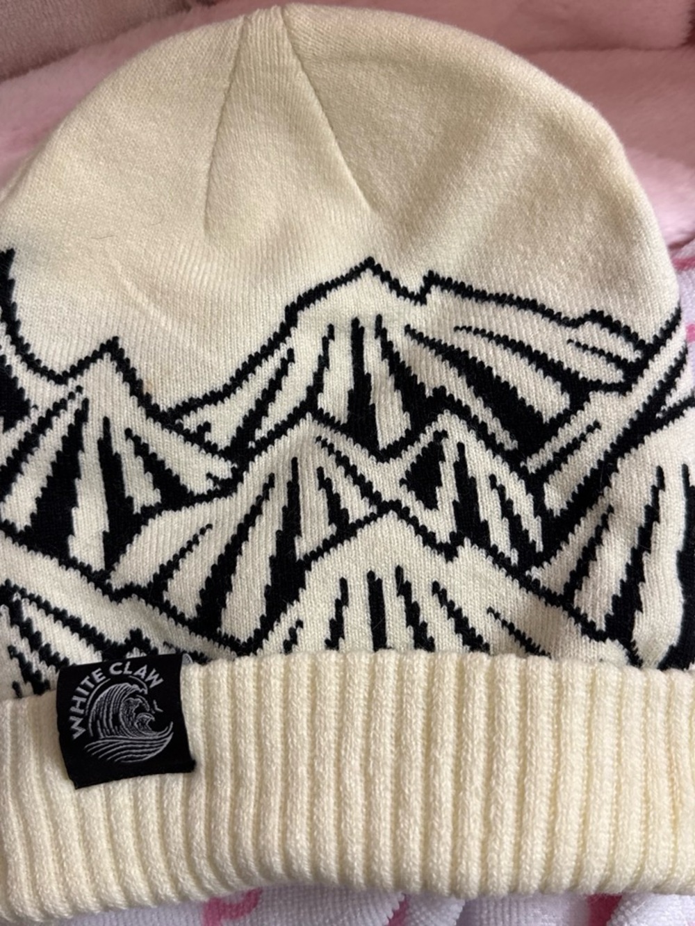White Claw Cream and Black Mountain Knit Beanie